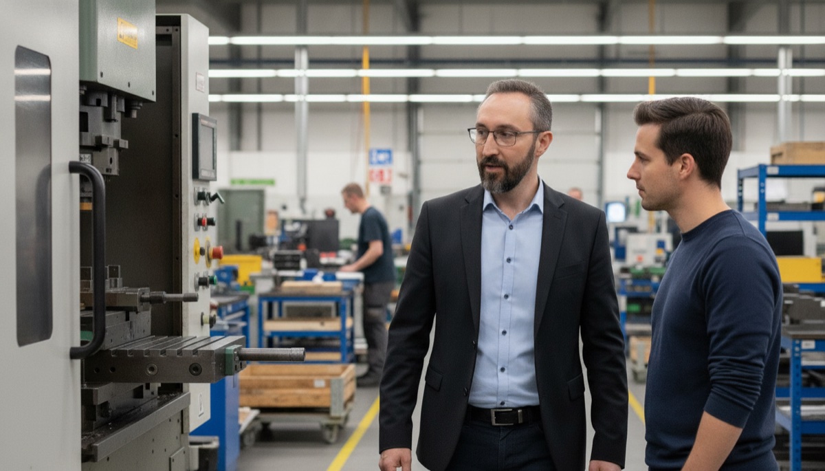 Tim Rosen von NovaData beim Kunden vor Ort in der Fertigung