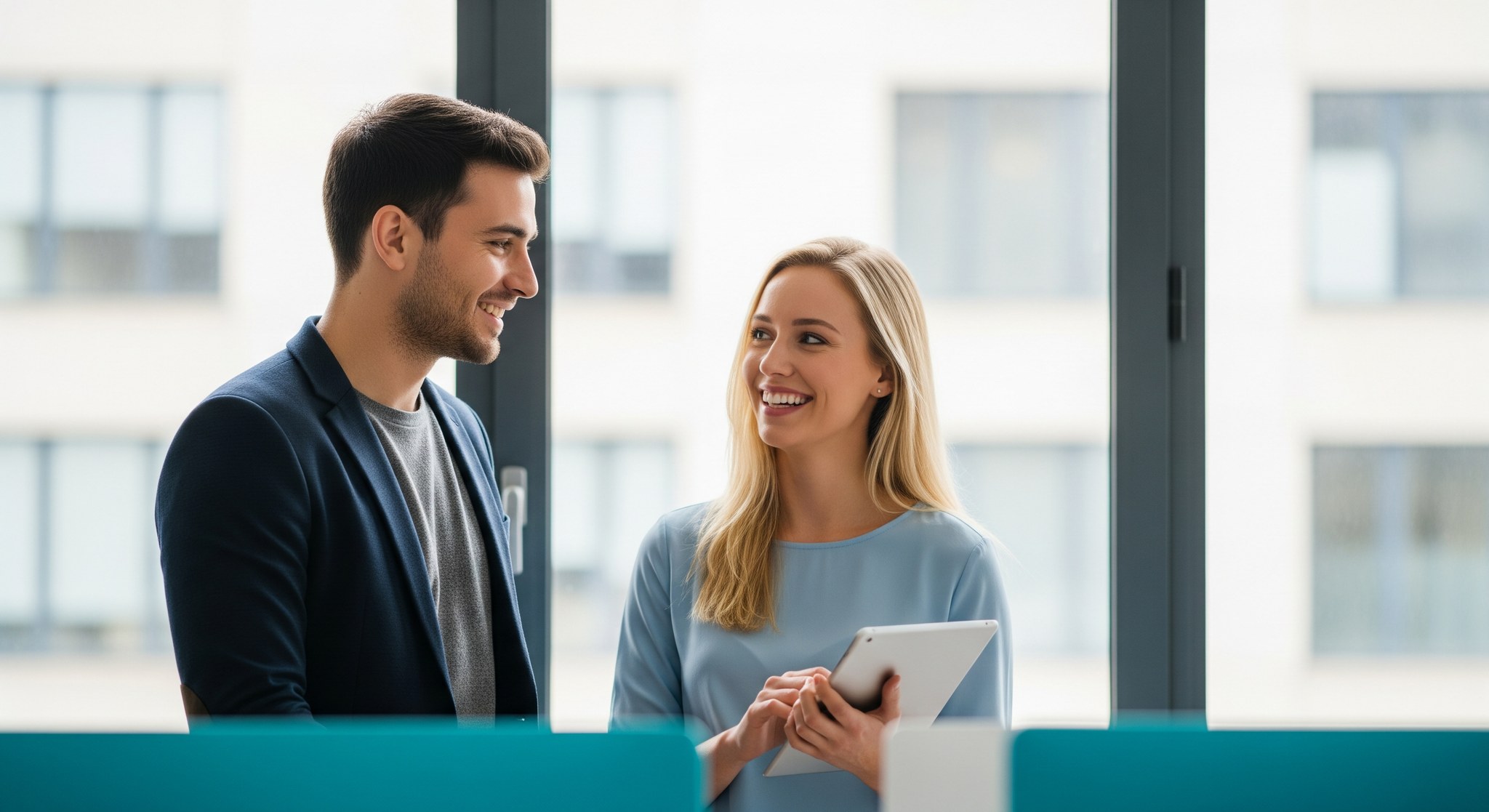 Zwei Partner in vertrauensvoller Zusammenarbeit im Büro